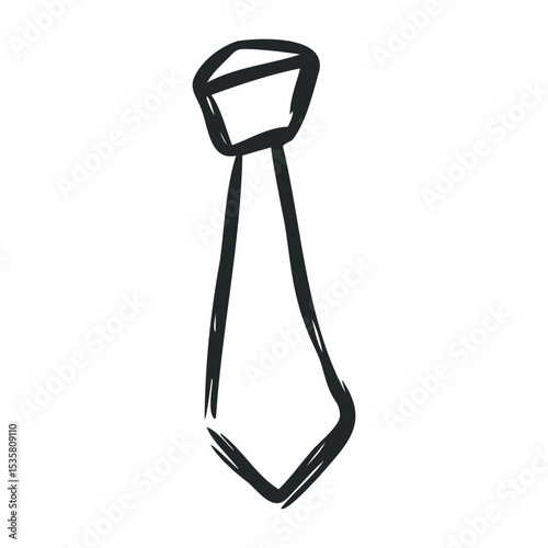 Hand-drawn sketch of a necktie with a simplified angular design – stock vector icon in line drawing style