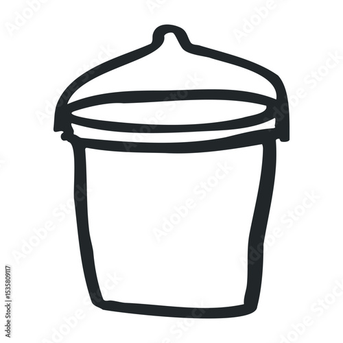 Simple outline of a baby sippy cup with lid and handles – stock vector icon in line drawing style