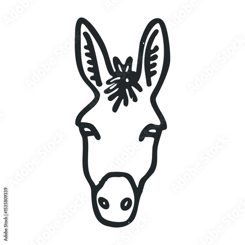 Minimalist line drawing of donkey face showing simple artistic interpretation – stock vector icon in line drawing style