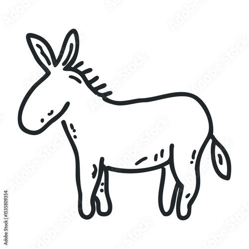 Simple line drawing of a donkey in profile view – stock vector icon in line drawing style