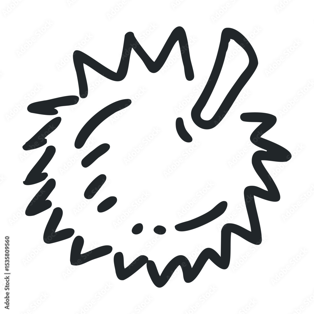 Obraz premium Cute porcupine cartoon drawing with spiky details and simple outline – stock vector icon in line drawing style