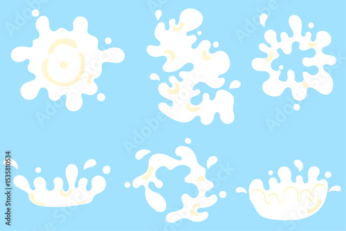 set of milk splash elements for dairy product design
