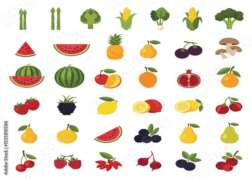 Colorful food and drink illustration for menu design