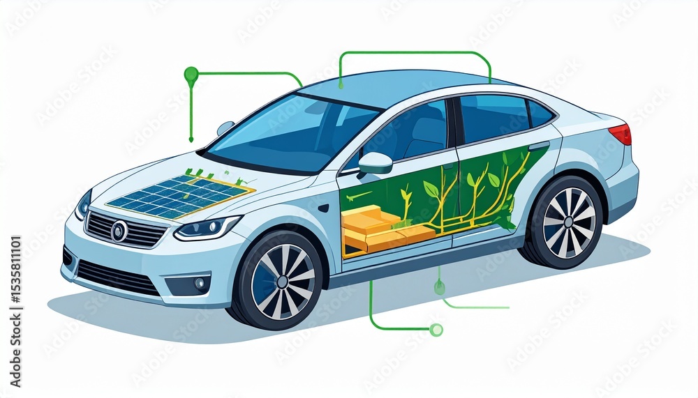 Fototapeta premium Energy Flow in Hybrid Car