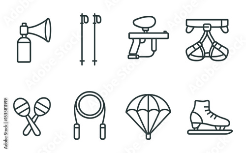 Linear sports icons set – simple, exercise and activity graphics