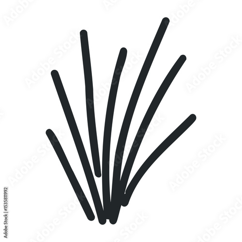 Minimalist illustration of simple grass blades in a stylized design – stock vector icon in line drawing style