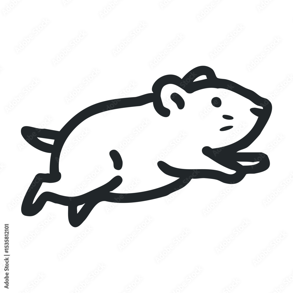 Fototapeta premium Cartoon style running mouse illustration showing motion – stock vector icon in line drawing style