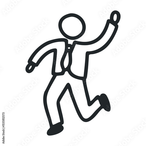 Line drawing of figure jumping in celebration – stock vector icon in line drawing style