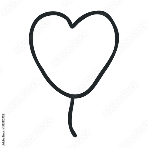 Simple heart-shaped balloon line art minimalist design – stock vector icon in line drawing style