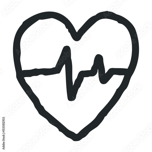 Heart-shaped line art emphasizing abstract cardiovascular design – stock vector icon in line drawing style