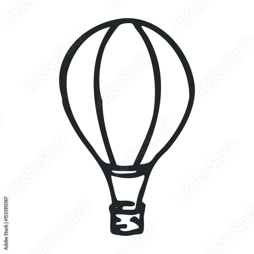 Hand-drawn hot air balloon illustration with bold lines – stock vector icon in line drawing style