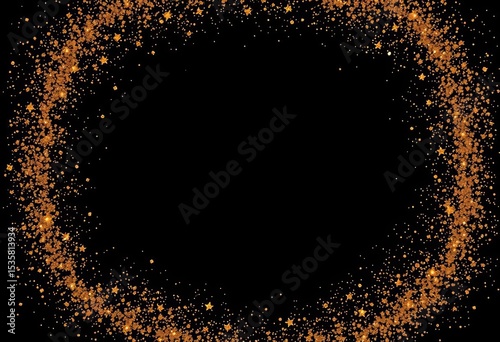 Luxurious black backdrop scattered with glittering gold particles forming a festive frame, holiday,  dark
