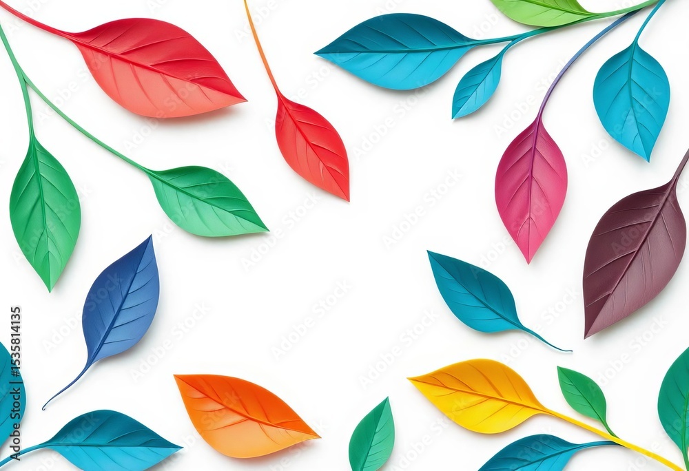 Obraz premium Minimalist paper cut style abstract leaf vector pattern on white background , abstract, summer