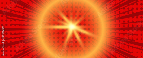 Anime style explosion - comic book explosion background. Bright reddish yellow radial lines. Pop art star explosion effect. vector