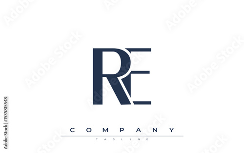 RE Modern Initials Logo Design. Branding logo with stylized initials showcasing bold design and modern aesthetic. Ideal for professional business branding or creative projects focusing on minimalistic