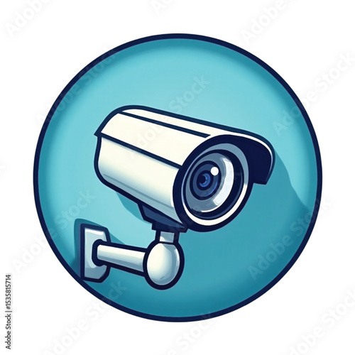 Security camera icon on blue background in modern design  