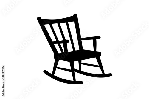 Handcrafted Wooden Stick Rocking Chair Icon - Isolated on White Background