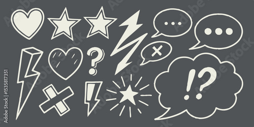 Hand drawn doodle graphic elements vector illustration with transparency ideal for use in various design applications