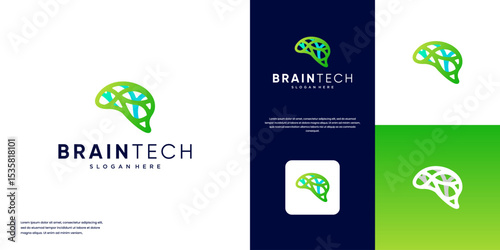 abstract human brain with overlapping style, smart technology symbol, graphic design illustration.