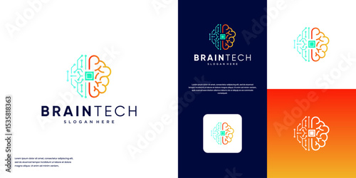 human brain neural electrical network, with symbols of technology, future, graphic design vector.