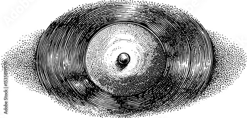 Dotwork vinyl disc vintage music illustration vector for retro design projects