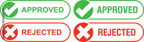 Approved and Rejected Stamp Set – Validation Icon and Confirmation Symbol Vector Template