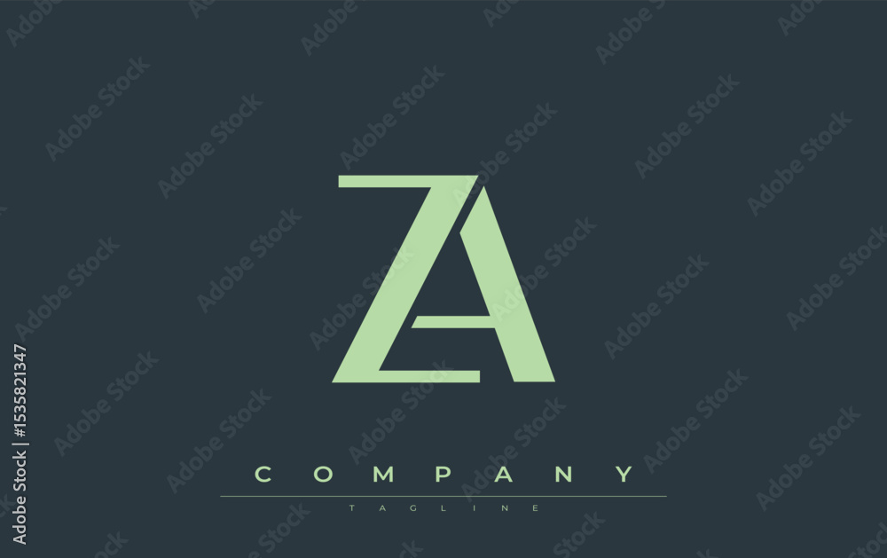 Fototapeta premium ZA Modern Initials Logo Design. Branding logo with stylized initials showcasing bold design and modern aesthetic. Ideal for professional business branding or creative projects focusing on minimalistic