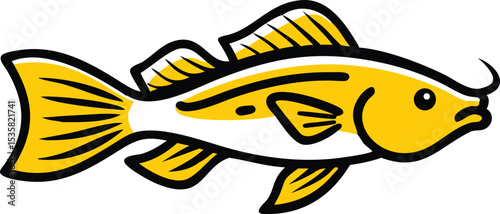 A vibrant yellow fish design perfect for logos branding aquaculture seafood restaurants and marine businesses needing a stylish aquatic emblem