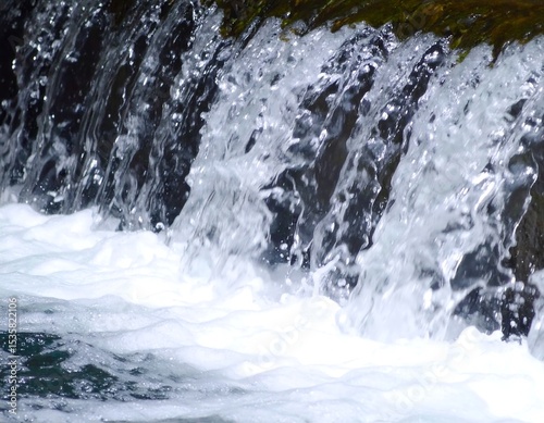 Cascading water over rocks