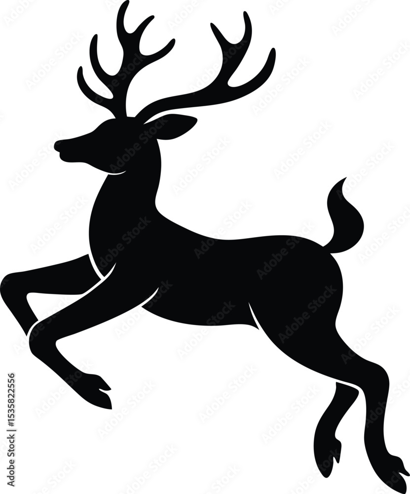 Fototapeta premium Black Stag Leaping Silhouette