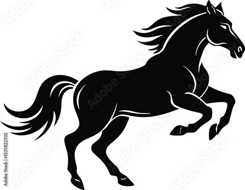 Black Rearing Horse Silhouette