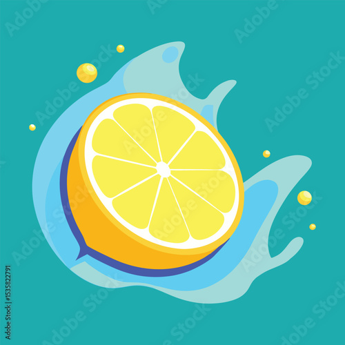 Lemon Slice with Splash Illustration