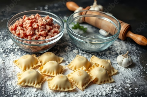 Rustic Pelmeni Preparation in Warm Light