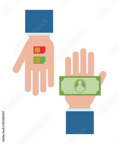 hand give simcard and money icon
