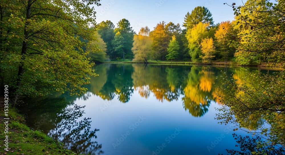 Reflections on the Lake Serenity and Autumn Colors of Nature Beauty Reflections on the Lake Serenity and Autumn Colors of Nature Beauty