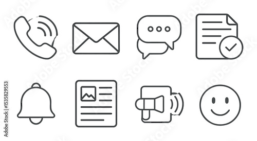 Communication styles in linear style: phone call, email, live chat, forum, notification, newsletter, voice message, emoji.