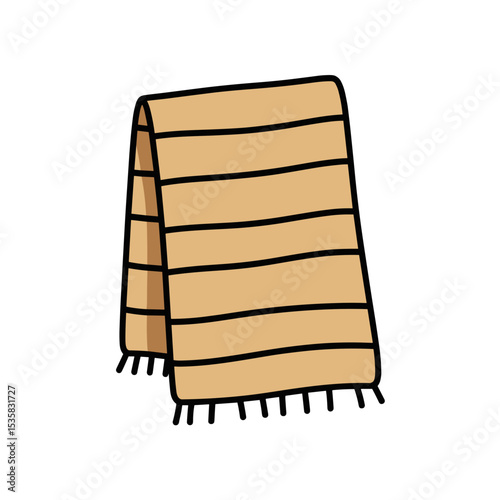 Striped hand towel isolated on white, hand-drawn illustration