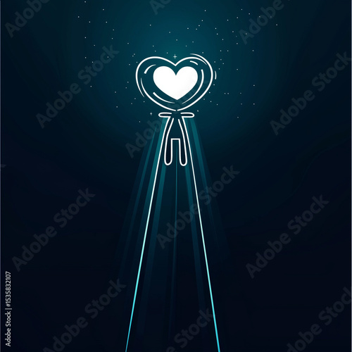  Minimalist Heart Symbol with Light Beams