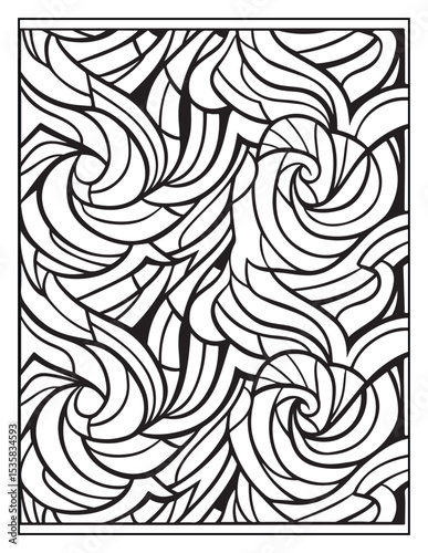 Mindful Patterns Coloring Pages For Adults & Teens,  black and white, line art, illustration, bold and easy coloring page, bold & easy coloring book, stress relief ,coloring book, coloring page