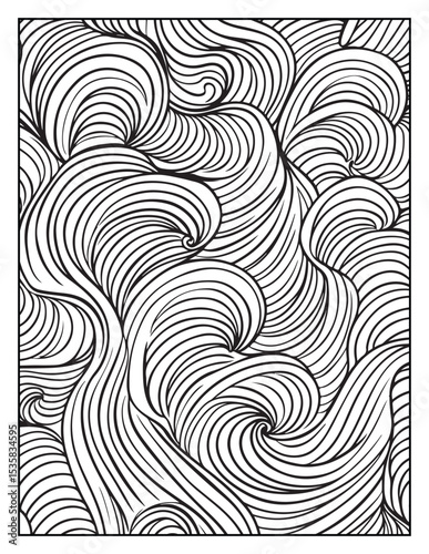 Mindful Patterns Coloring Pages For Adults & Teens,  black and white, line art, illustration, bold and easy coloring page, bold & easy coloring book, stress relief ,coloring book, coloring page
