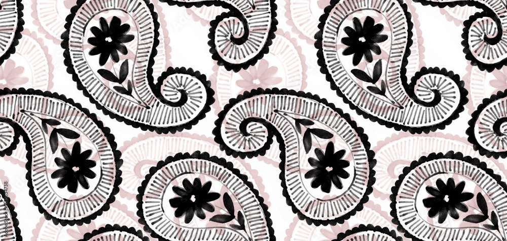 Fototapeta premium hand draw paisley pattern. Seamless tribal pattern design