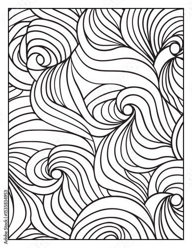 Mindful Patterns Coloring Pages For Adults & Teens,  black and white, line art, illustration, bold and easy coloring page, bold & easy coloring book, stress relief ,coloring book, coloring page