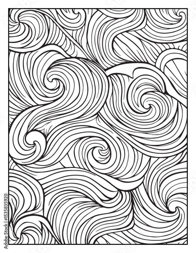 Mindful Patterns Coloring Pages For Adults & Teens,  black and white, line art, illustration, bold and easy coloring page, bold & easy coloring book, stress relief ,coloring book, coloring page