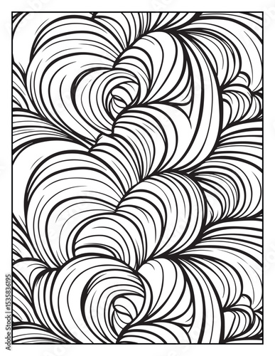 Mindful Patterns Coloring Pages For Adults & Teens,  black and white, line art, illustration, bold and easy coloring page, bold & easy coloring book, stress relief ,coloring book, coloring page