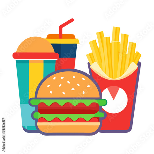 Fast Food Combo illustration vector style with white background
