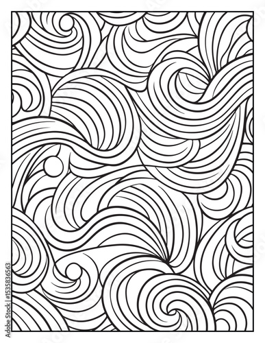 Mindful Patterns Coloring Pages For Adults & Teens,  black and white, line art, illustration, bold and easy coloring page, bold & easy coloring book, stress relief ,coloring book, coloring page