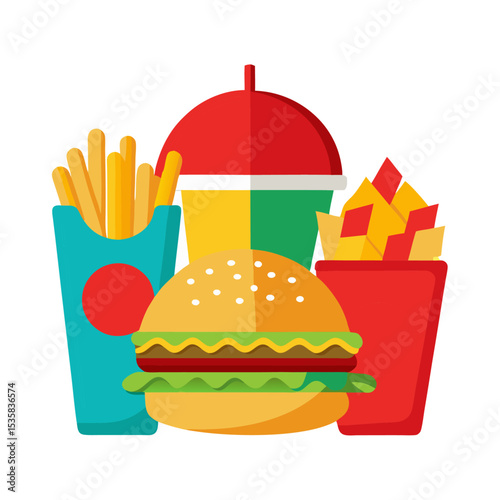 Fast Food Combo illustration vector style with white background