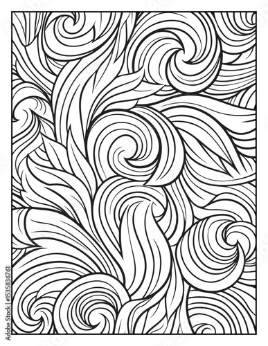 Mindful Patterns Coloring Pages For Adults & Teens,  black and white, line art, illustration, bold and easy coloring page, bold & easy coloring book, stress relief ,coloring book, coloring page
