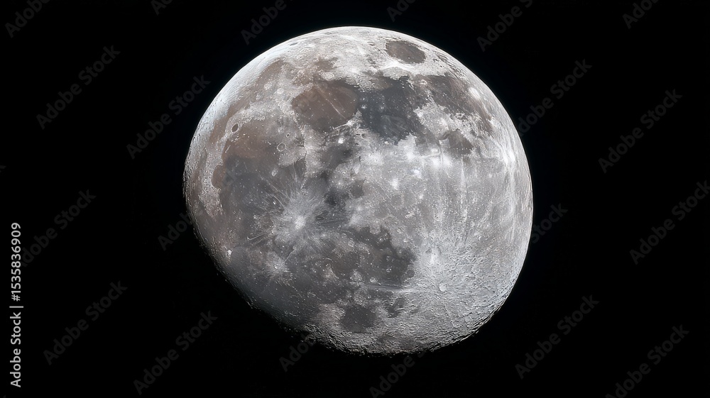full moon, perfectly round with no craters and a smooth, gray surface, captured in high resolution against the black sky full moon, perfectly round with no craters and a smooth, gray surface, captured in high resolution against the black sky