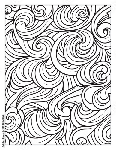 Mindful Patterns Coloring Pages For Adults & Teens,  black and white, line art, illustration, bold and easy coloring page, bold & easy coloring book, stress relief ,coloring book, coloring page